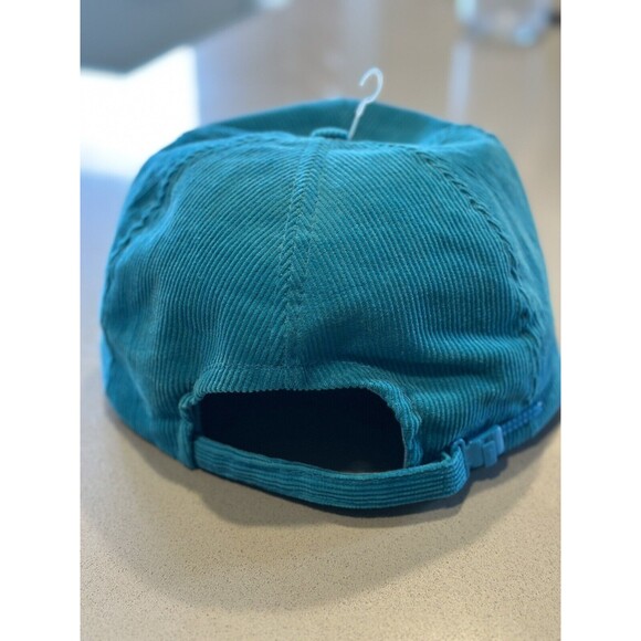 80s/90s VTG SILVER MOUNTAIN CORDUROY Turquoise Hat Ski Lodge Strap Back Idaho - Picture 3 of 6